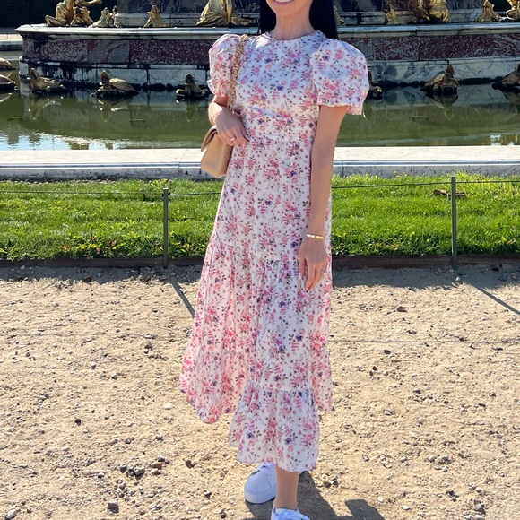 Floral maxi dress Petite 👗 US 0 Collective The Label Petite open back pink - Picture 6 of 11